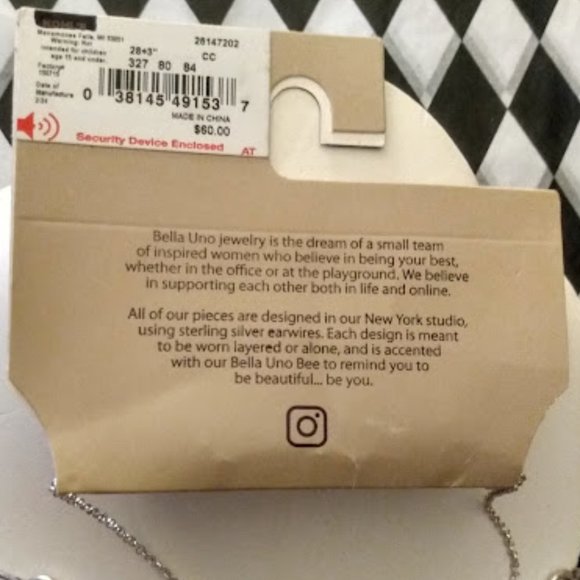 BELLA UNO Modern Geometric Silver Metal/Tortoise Pendant Necklace**NEW! - Picture 4 of 6